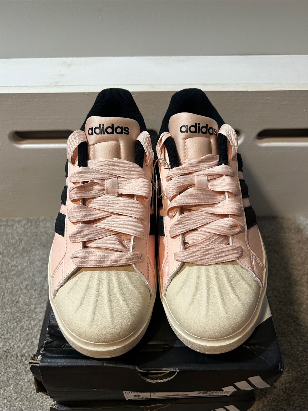 Adidas Women's Streettalk Sneakers in Blush Pink with Cream Shell-Toe